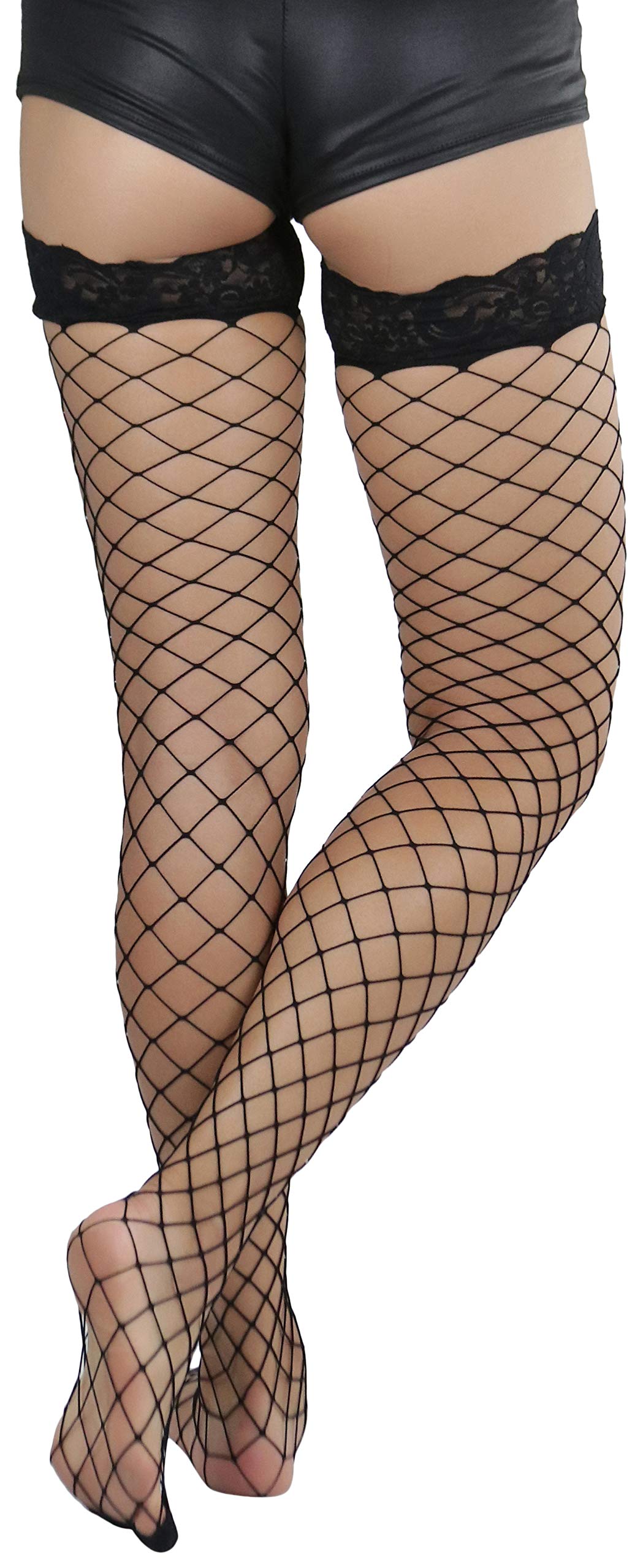 ToBeInStyle Industrial Chic Fashion Fishnet Thigh High Stockings - Stylish & Edgy Hosiery for Women, Perfect for Parties, Cosplay & Night Out