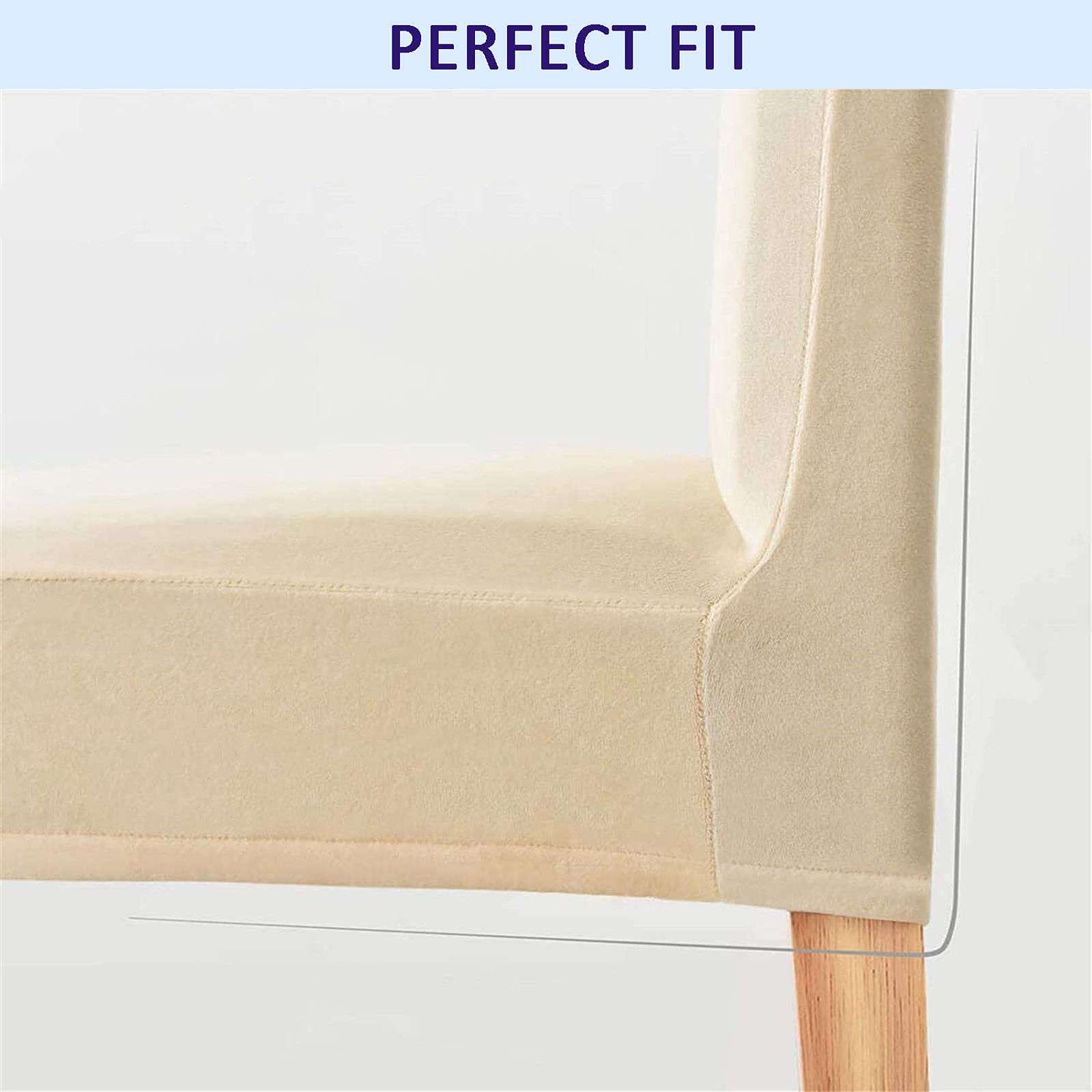 Velvet Stretch Dining Chair Covers - Machine Washable Slipcovers for Dining Room, Living Room & Bedroom - Beige Set of 2 - Perfect for Home Decor, Parties & Everyday Protection