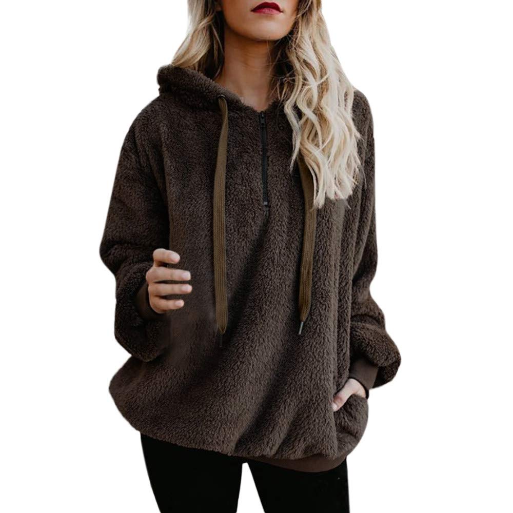 Women's Warm Fluffy Winter Coat Hoodie - Soft Fleece Hooded Sweatshirt Pullover for Cold Weather | Cozy Outdoor Jacket for Snow Days & Casual Winter Fashion