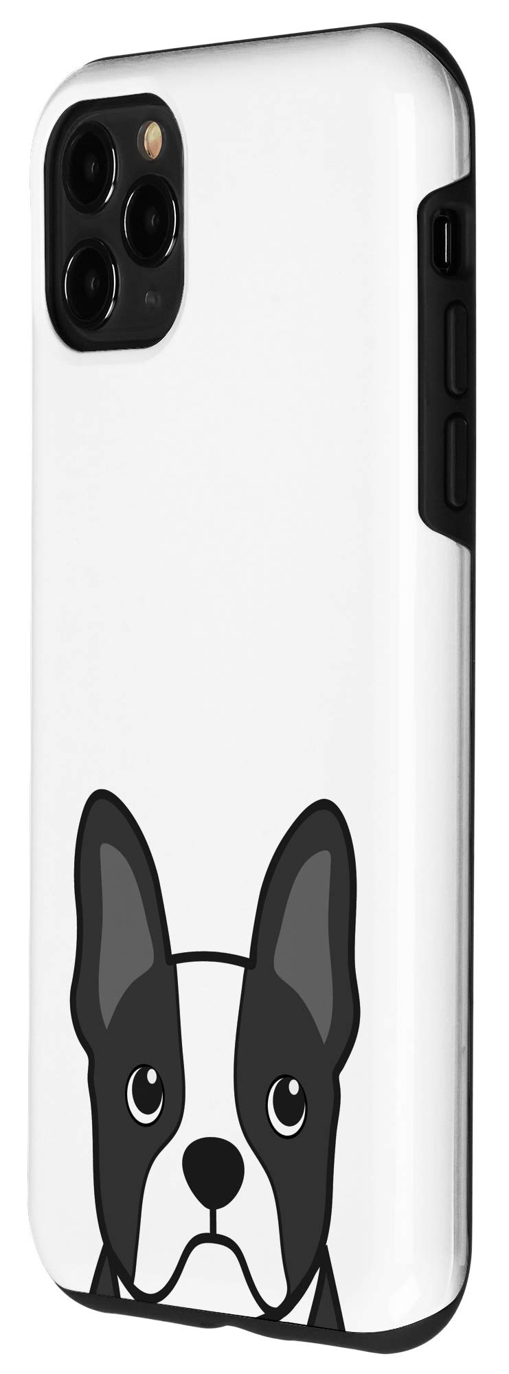 iPhone 11 Pro Max Boston Terrier Face Phone Case - Simple White Dog Lover Case for Everyday Use and Perfect Gift for Pet Enthusiasts