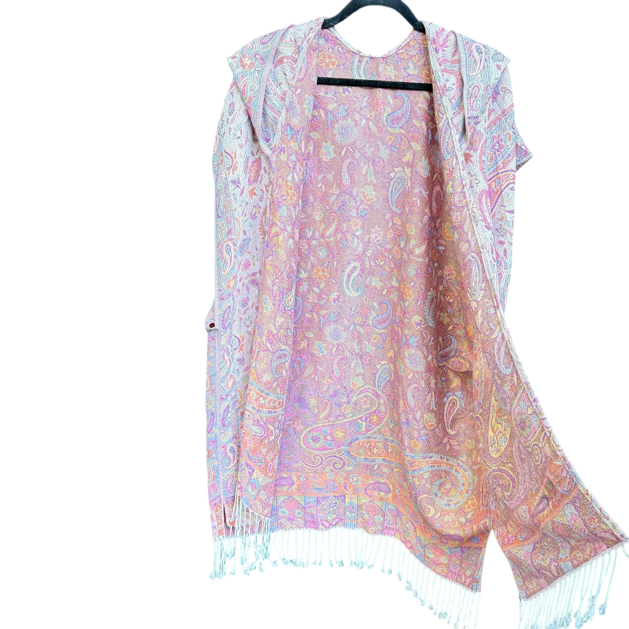 Egyptian Cotton Pashmina Hooded Kimono - Soft & Lightweight Women's Loungewear for Yoga, Spa, and Beach Cover-Up