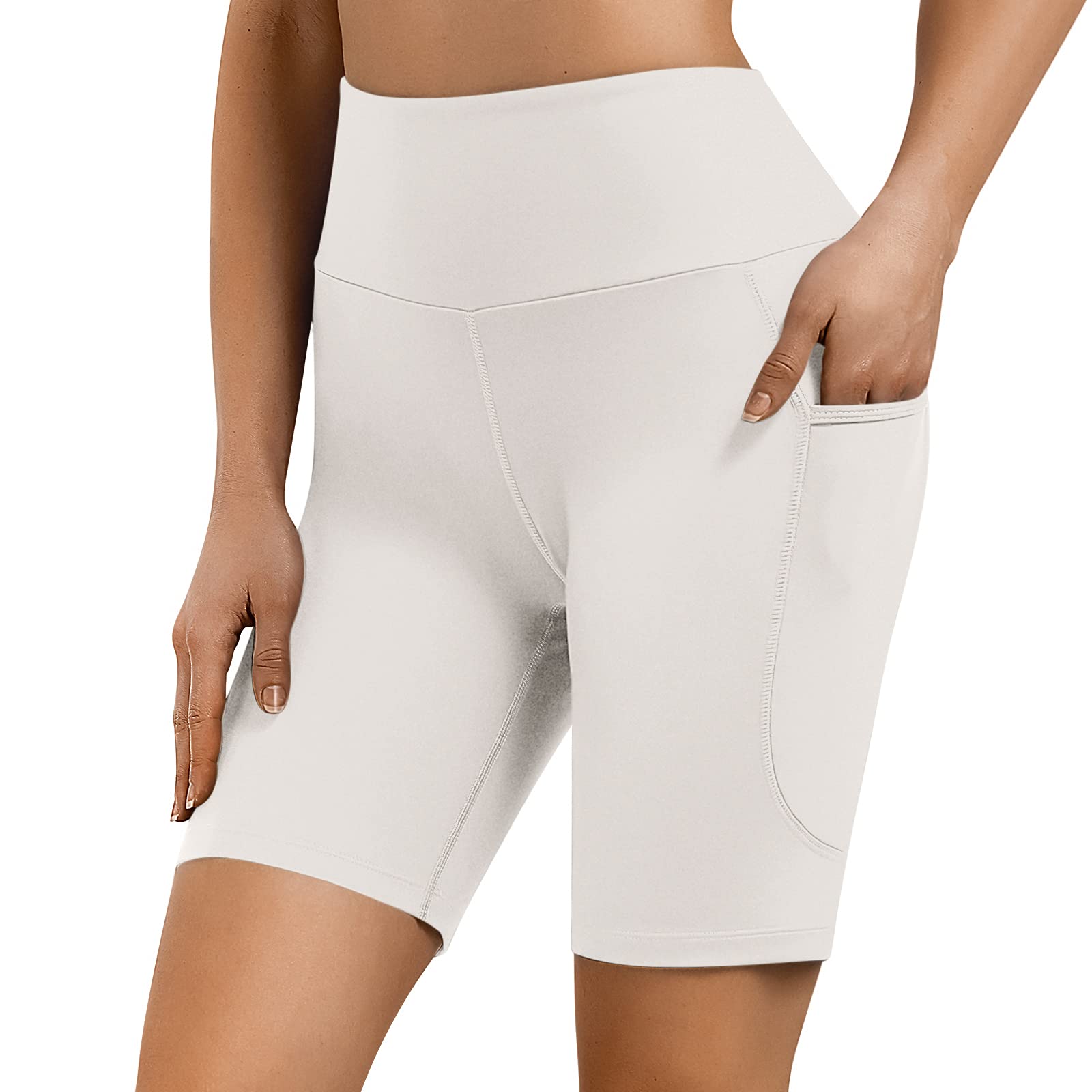 Women's High Waist Yoga Shorts with Pockets - 5