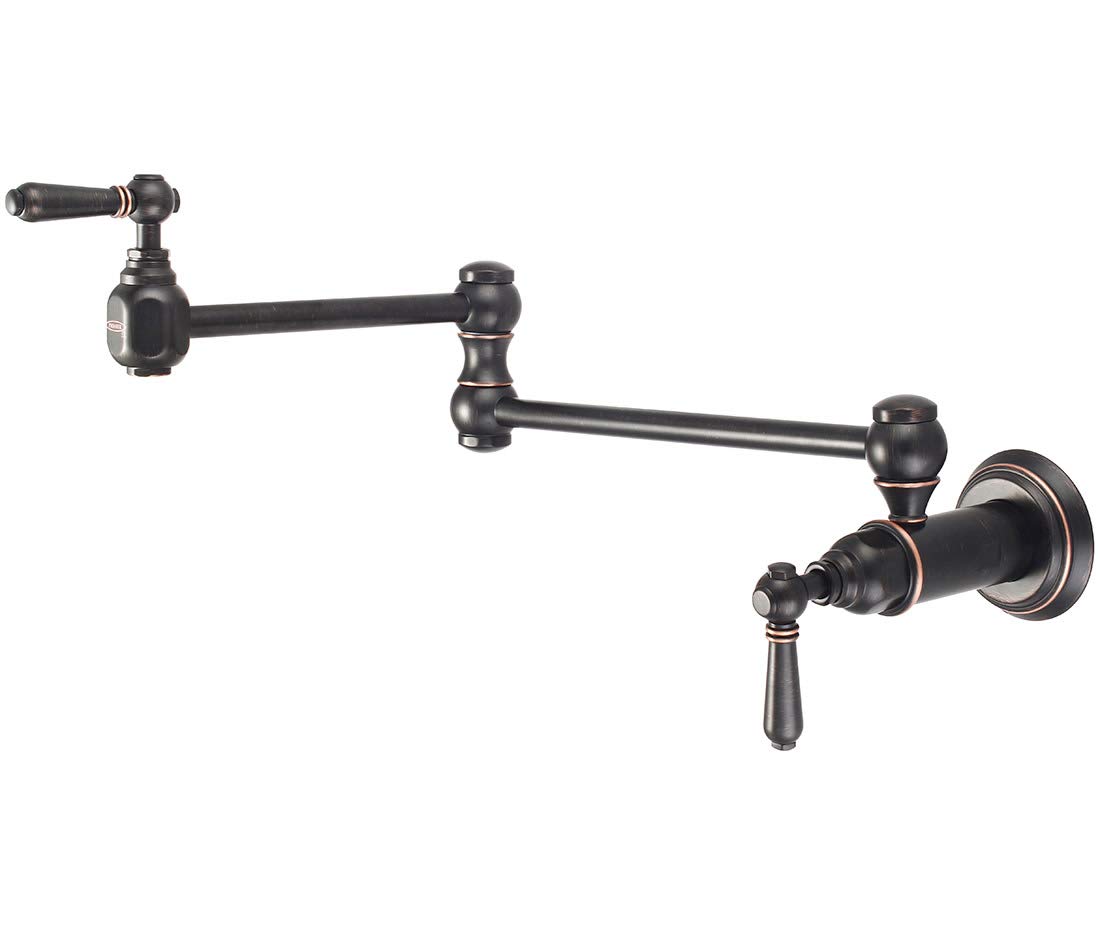 2AM600 Americana Wall Mounted Pot Filler in Moroccan Bronze - Commercial Grade Kitchen Faucet for Stove & Cooking Area - Perfect for Home Chefs & Restaurant Use