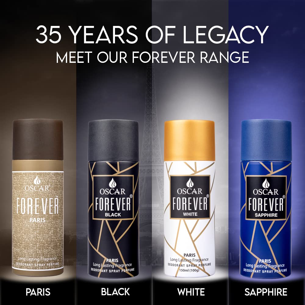 Oscar Forever Paris Grey Unisex Body Deodorant Perfume Spray - 150ml Long Lasting Woody Fragrance for Men & Women | Perfect for Daily Use, Gym, Office & Special Occasions