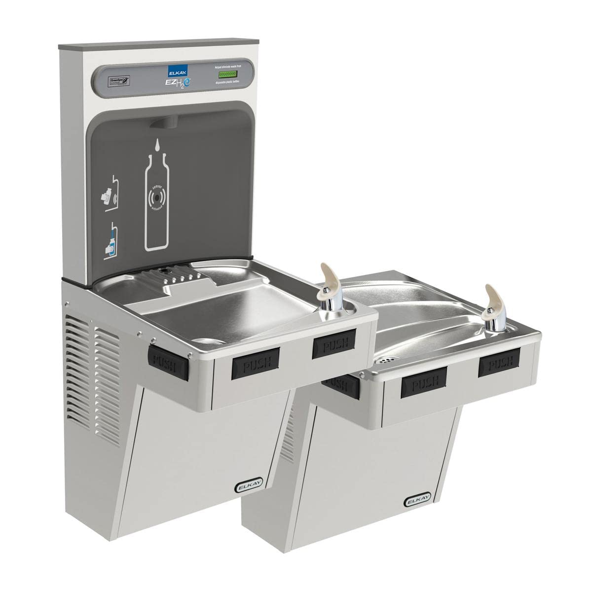 Elkay EMABFTL8WSSK Stainless Steel Bottle Filling Station & Water Cooler - Ideal for Schools, Offices, and Public Spaces