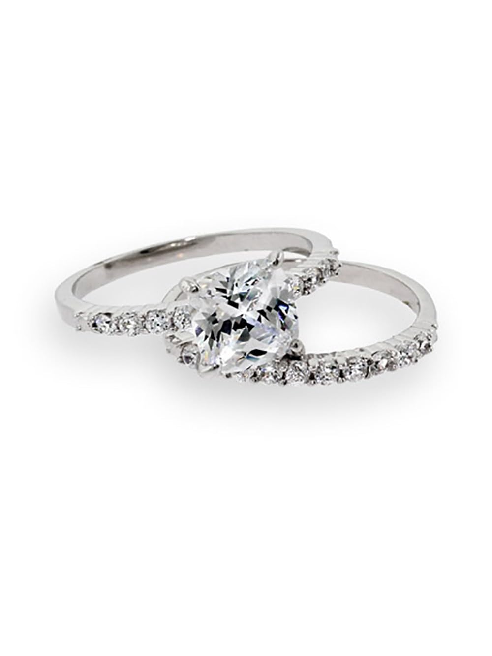 Elegant Cushion Cut CZ Wedding Ring Set for Women - Sparkling Bridal Jewelry Gift for Wife, Fiancee & Mom - Perfect for Anniversaries, Engagements & Special Occasions