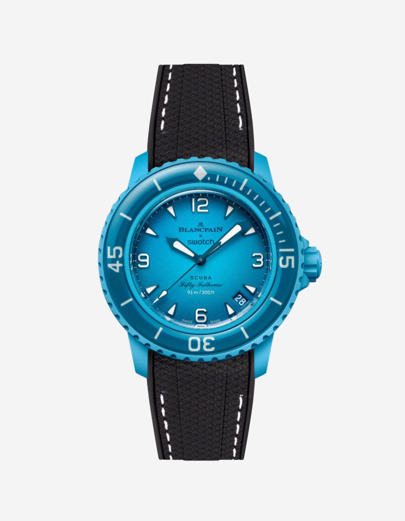 Premium Rubber Watch Strap for Blancpain x Swatch Blue Lagoon - Durable & Comfortable Replacement Band for Swimming, Diving & Everyday Wear