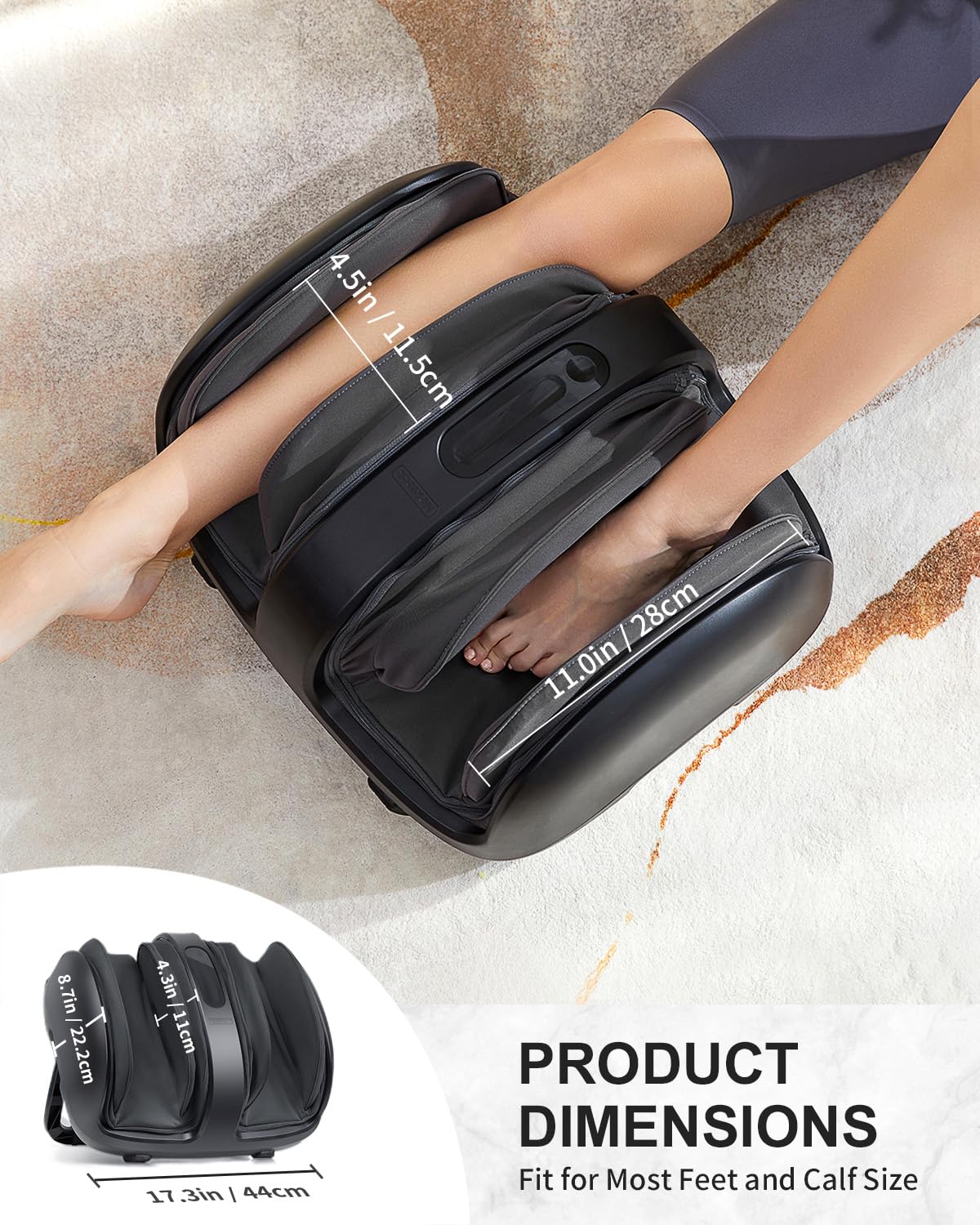 Nekteck Electric Shiatsu Foot Massager with Heat - Deep Kneading, Vibration & Compression for Pain Relief, Improved Circulation - Relax Feet, Calf & Arm Muscles - Smart APP Control - Black | Perfect for Home Use, Office Relaxation & Post-Workout Recovery
