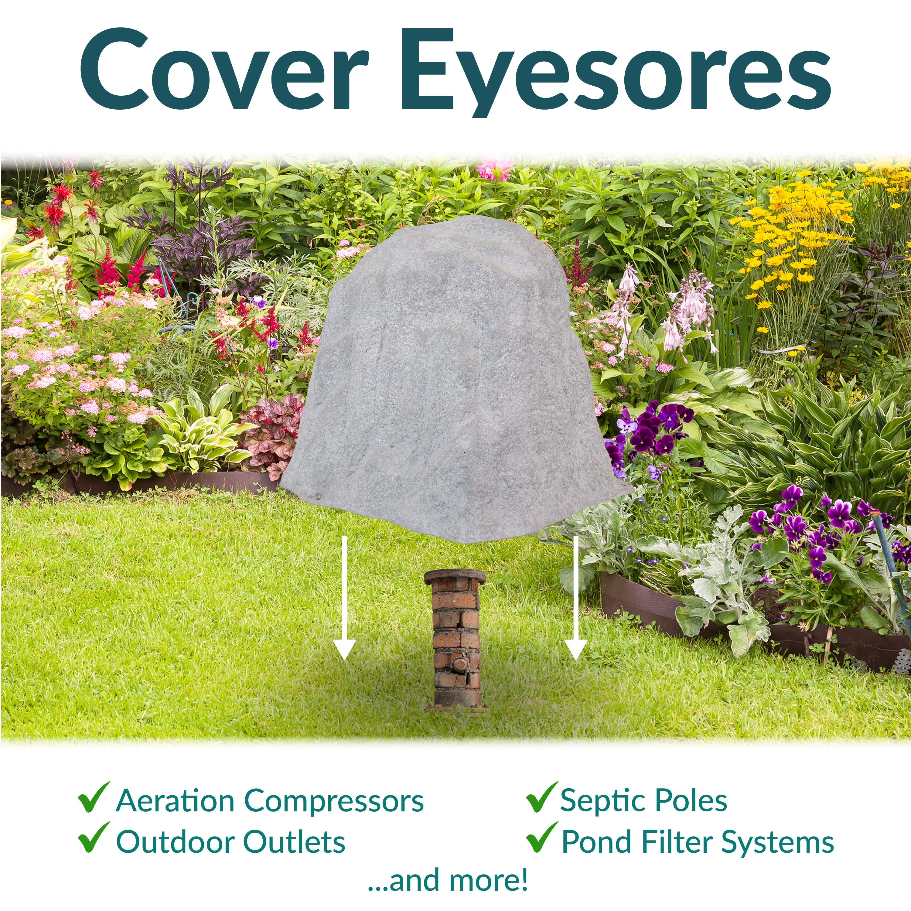 Sunnydaze Polyresin Landscape Rock Cover with Stakes - Decorative Yard Rock Cover for Outdoor Garden, Lawn, and Patio - Weatherproof and UV Resistant - Perfect for Hiding Utility Boxes, Cables, and Unsightly Areas
