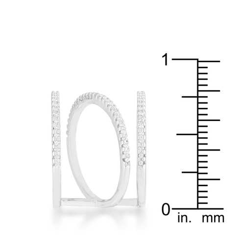 0.4ct Cubic Zirconia Rhodium Plated Wide Contemporary Ring for Women - Elegant Wedding, Engagement, Anniversary & Party Jewelry Gift