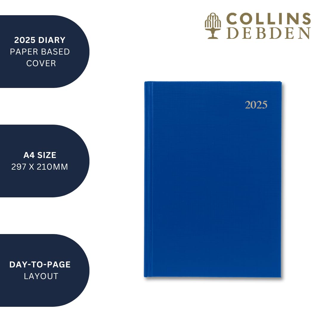 Collins Essential 2025 Business Diary - A4 Day-to-Page Planner with Leathergrain Hardback Cover (Yellow, ESSA41.45-25) - Perfect for Office Professionals, Entrepreneurs & Students - Ideal for Scheduling, Meetings & Time Management