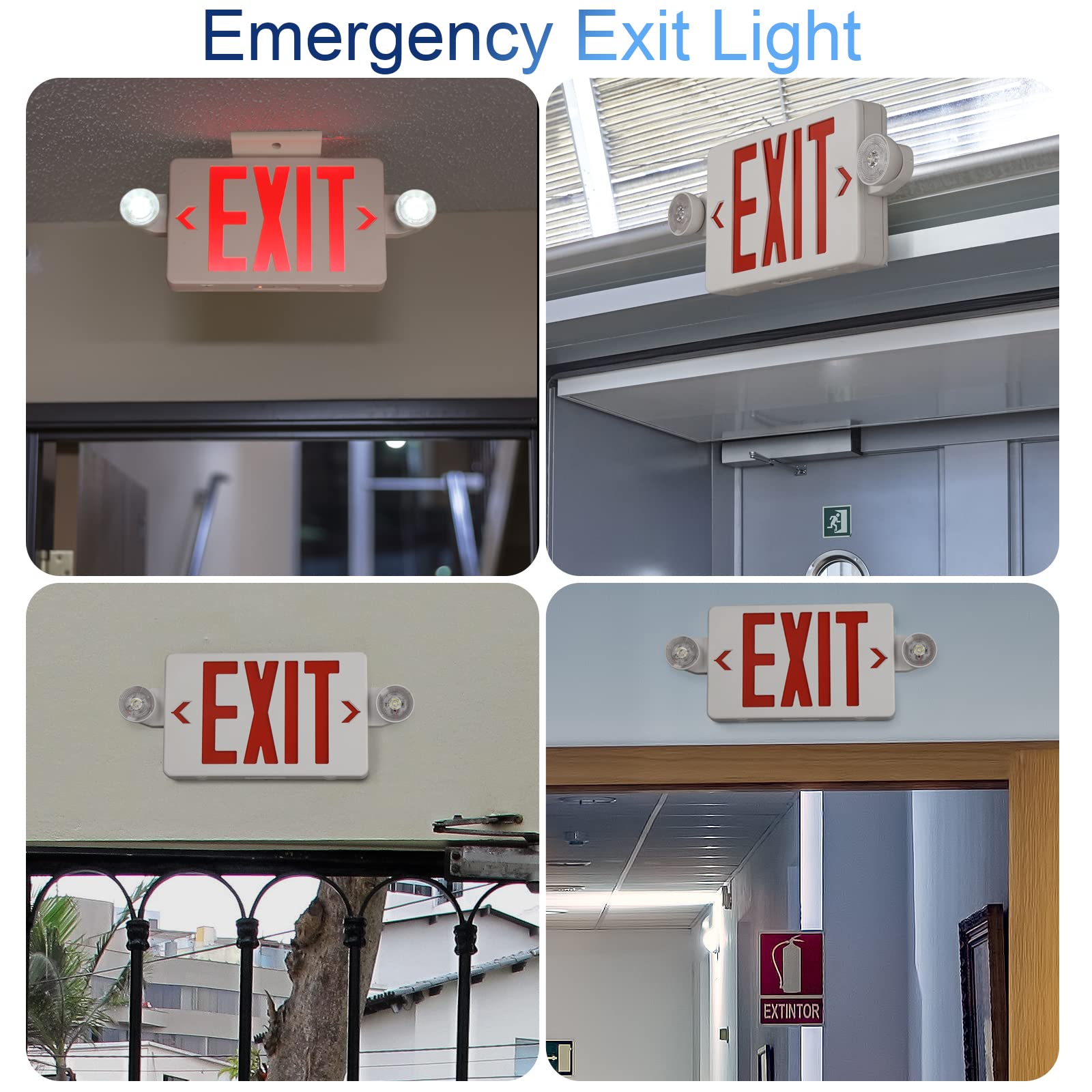 UL 924 Certified LED Emergency Exit Sign with Battery Backup - Red Exit Light for Commercial Buildings, AC 120/277V - Ideal for Offices, Warehouses & Public Spaces (1 Pack)