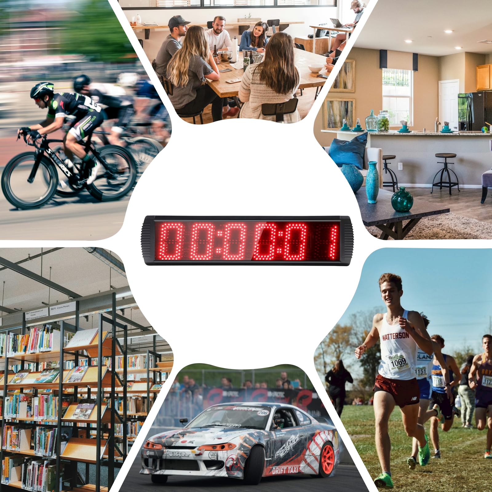 Portable 5-Inch High 6-Digit LED Race Clock with Tripod - Digital Countdown/Up Timer for Running Events, 12/24-Hour Display, Remote Control Stopwatch - Perfect for Track Meets, Marathons & Sports Timing