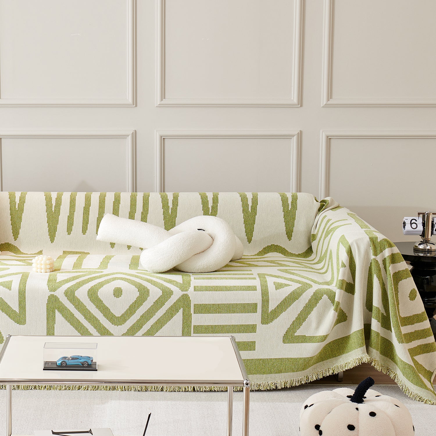 Stylish Geometric Boho Sofa Cover - Modern Bohemian Couch Slipcover for Living Room, Bedroom & Dorm Decor