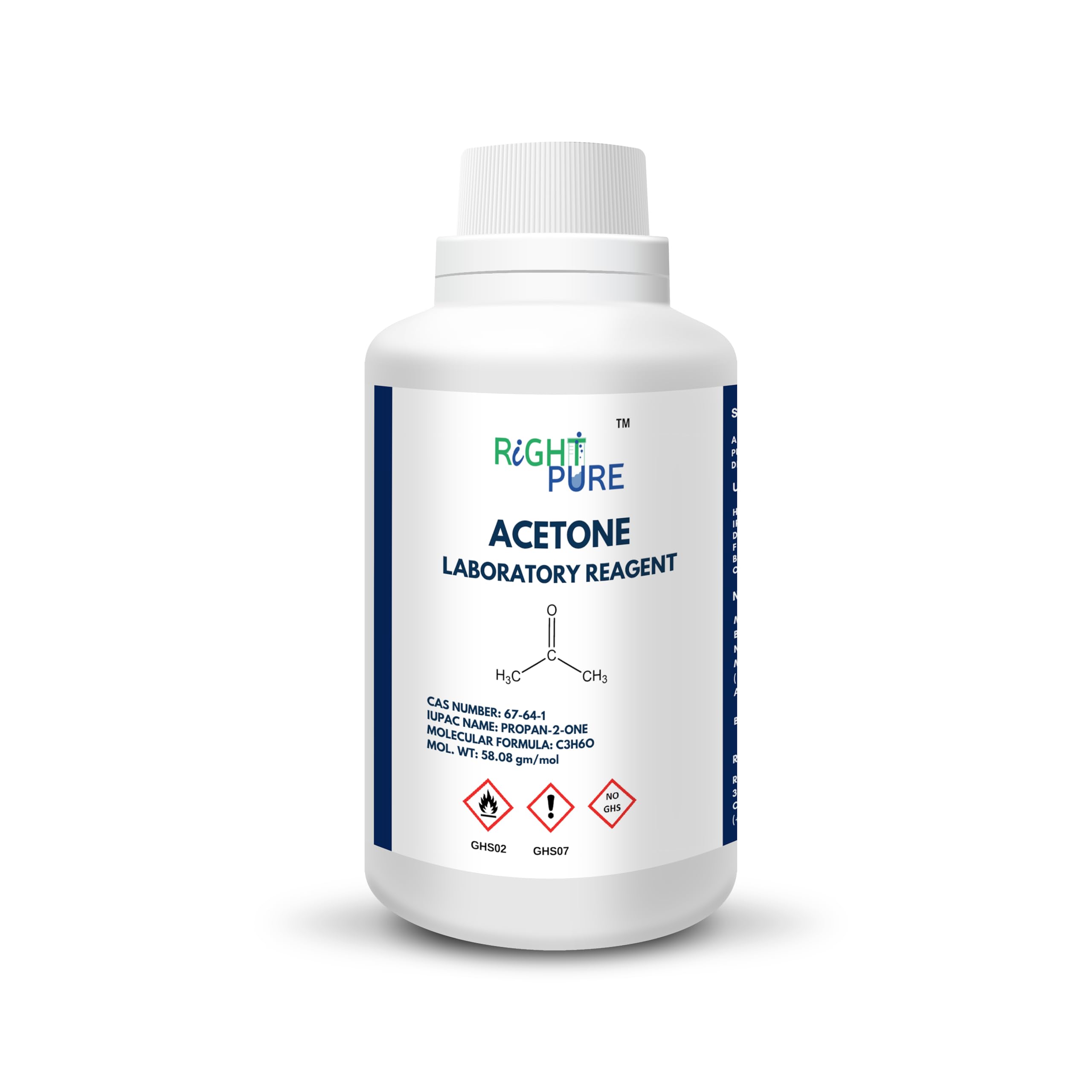 RIGHTPURE™ Acetone Laboratory Reagent - 250ml High Purity Solvent for Nail Polish Remover, Cleaning & DIY Projects - Perfect for Nail Salons, Labs & Home Use