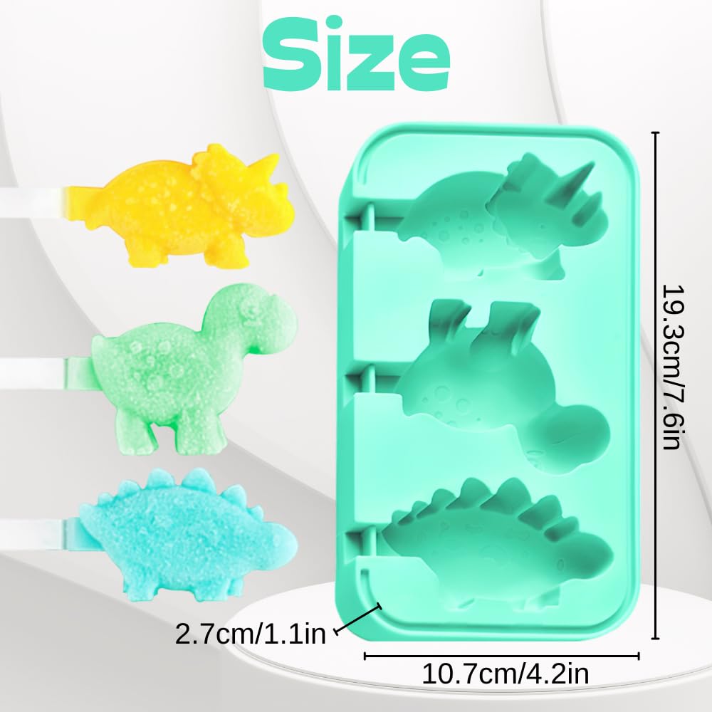 KAISHANE Dinosaur Silicone Popsicle Molds - BPA Free Reusable Ice Pop Maker for Kids, Toddlers & Homemade Treats - Perfect for Summer Snacks, Birthday Parties & Family Fun