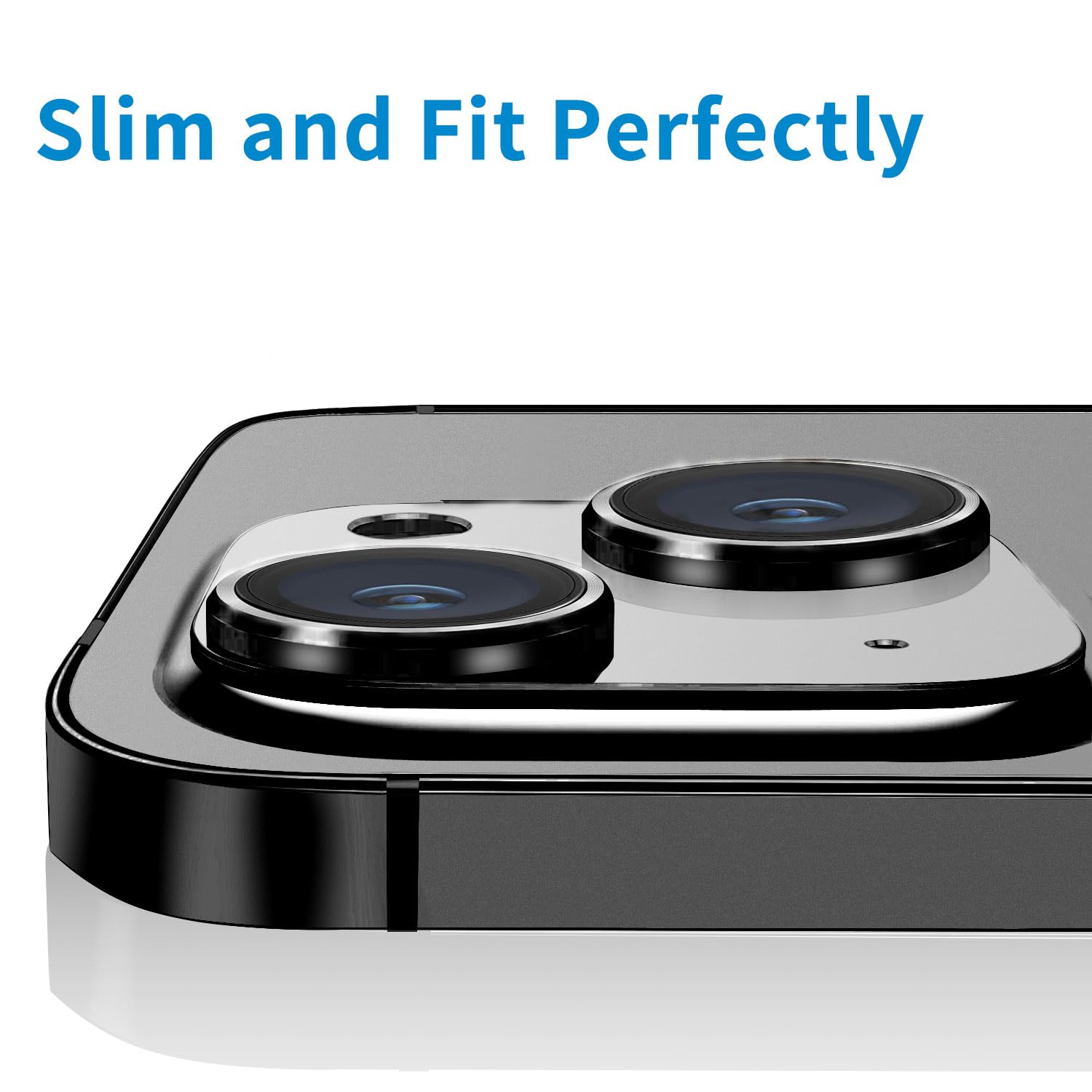 iPhone 15 & iPhone 15 Plus Camera Lens Protector - Tempered Glass, Anti-Scratch, Shockproof Full Coverage Protection - Black | Perfect for Outdoor Adventures, Travel & Daily Use