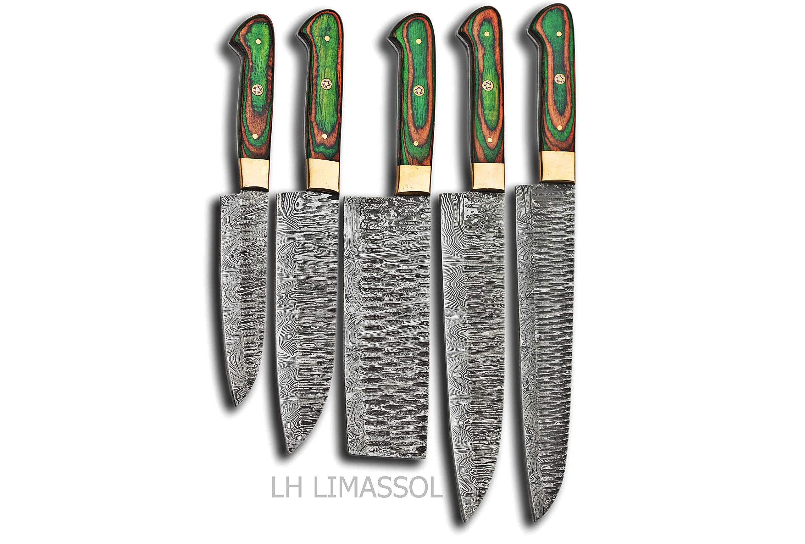 Premium Damascus Steel Kitchen Knife Set - 5 Piece Hand-Forged Chef Knives with Leather Roll Case | Perfect for Home Cooking, Professional Chefs & Christmas Gifts | Ideal for Kitchen, Dining & Culinary Enthusiasts