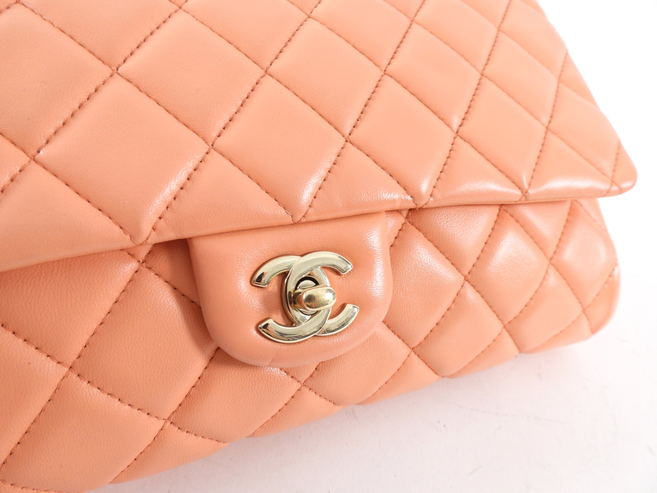 Chanel Peach Quilted Leather Timeless Chain Clutch Flap Bag - Luxury Designer Handbag for Women, Perfect for Evening Parties, Weddings & Special Occasions
