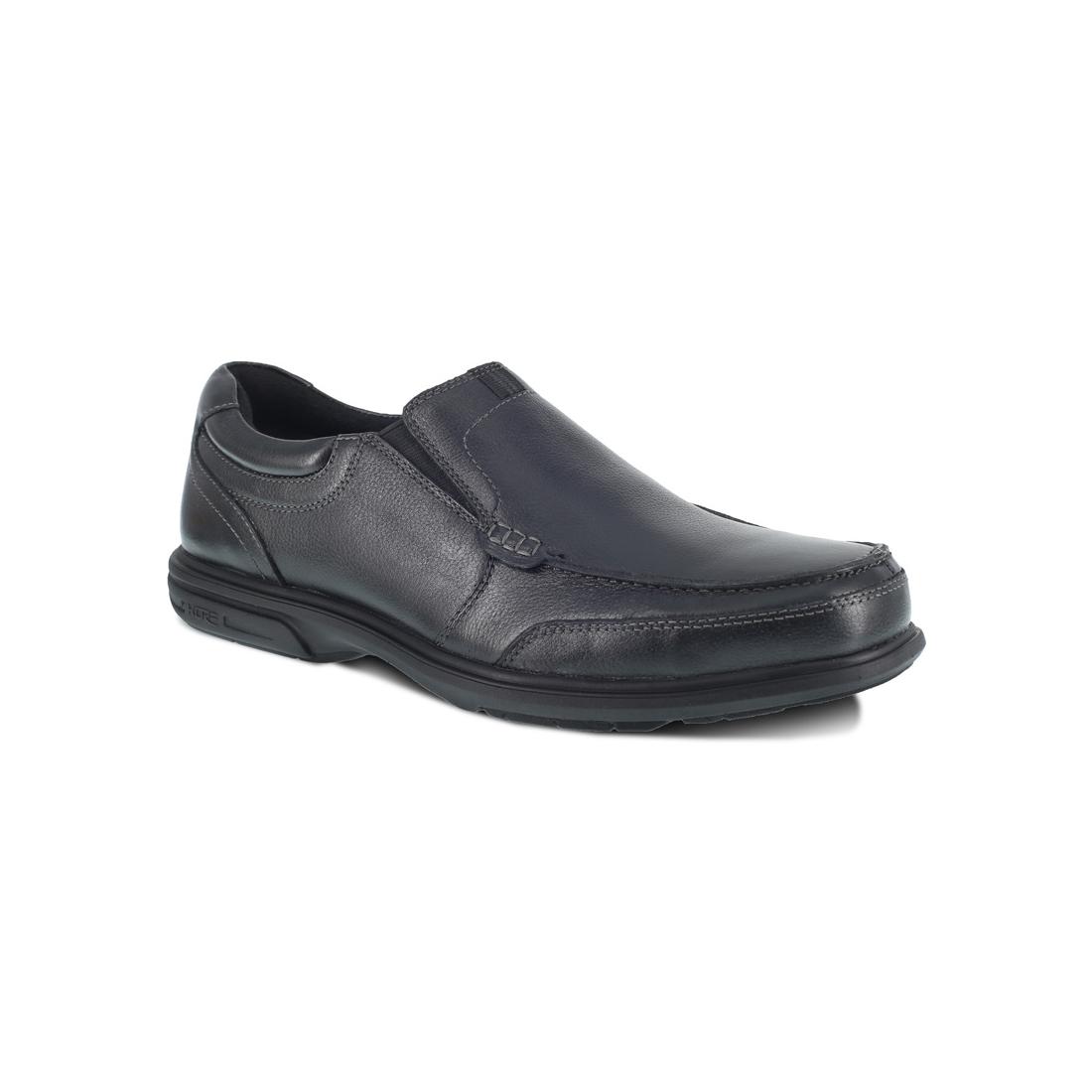 Loedin Steel Toe Slip On Work Shoes for Men - Black Safety Shoes for Construction, Warehouse & Industrial Work - Comfortable Non-Slip Work Boots