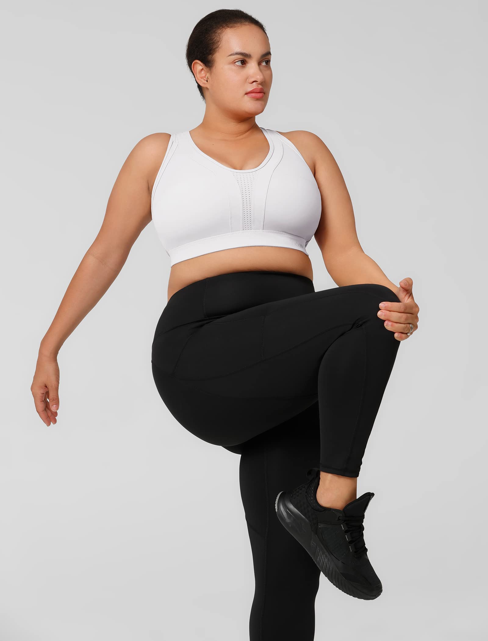 Yvette Women's High Impact Sports Bra - Criss Cross Back Supportive Running Bra for Plus Size - Gym, Yoga & Workout Activewear