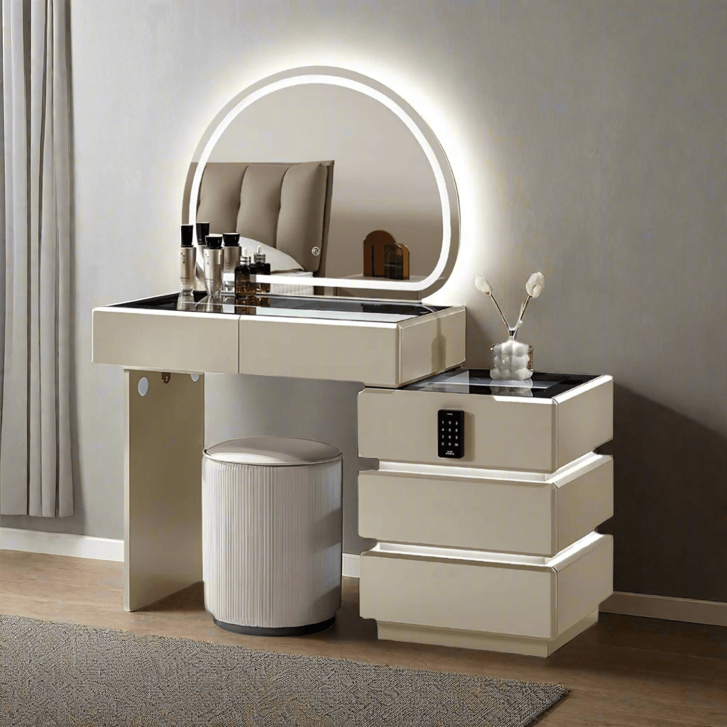 Extendable Vanity Dressing Table with Mirror - Adjustable Makeup Desk for Bedroom, Bathroom & Salon | Perfect for Makeup, Skincare & Hair Styling