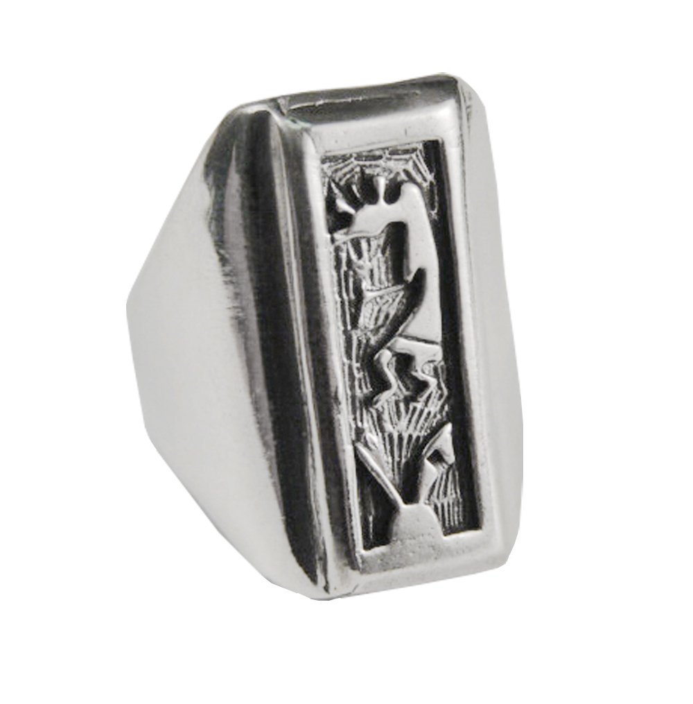Sterling Silver Kokopelli Ring - Handcrafted Heavy Weight Jewelry - Made in USA - Perfect for Southwest Style & Boho Fashion Accessories