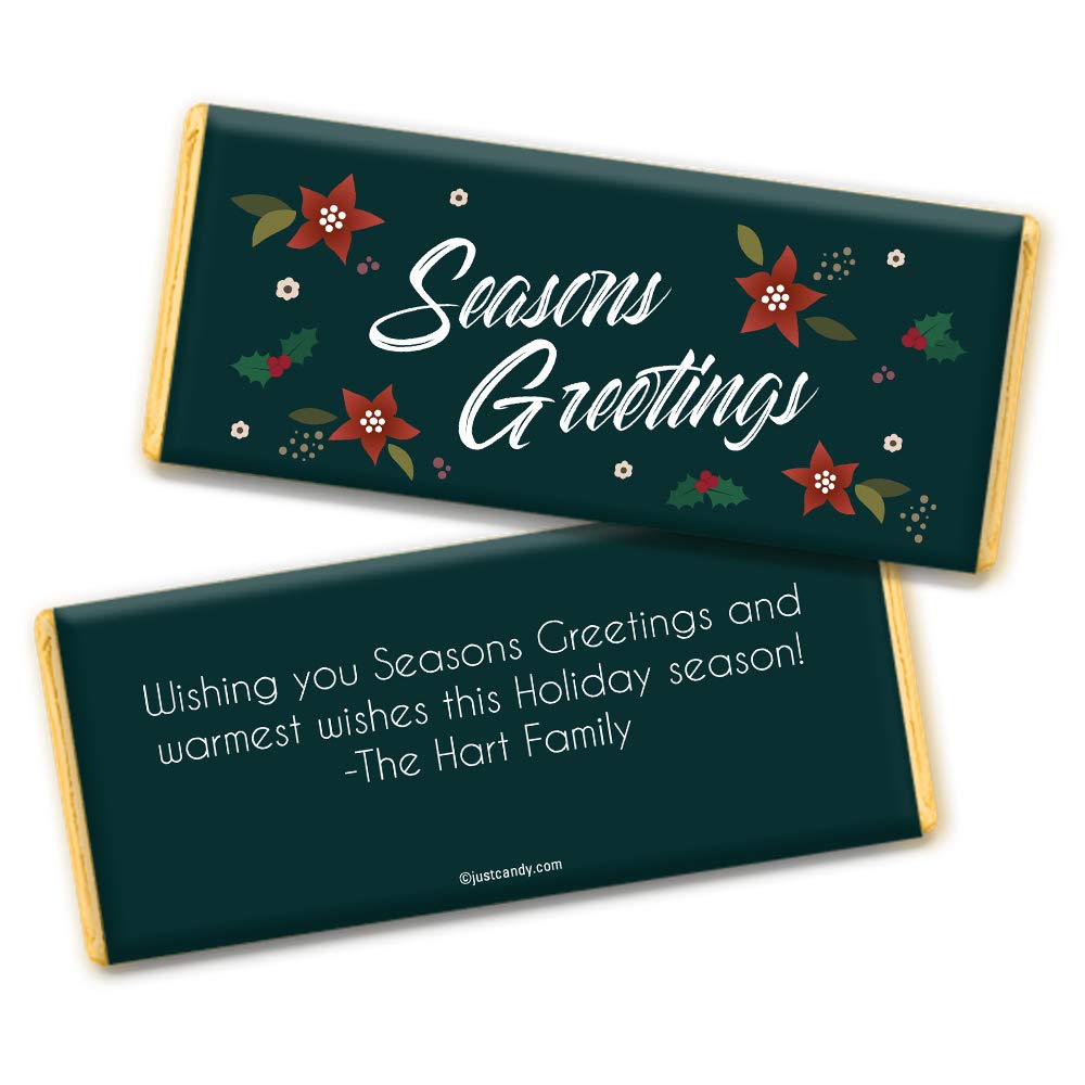 Personalized Merry Christmas Chocolate Bars with Custom Wrappers - 36 Count Bulk Pack for Holiday Party Favors, Stocking Stuffers & Gift Exchanges