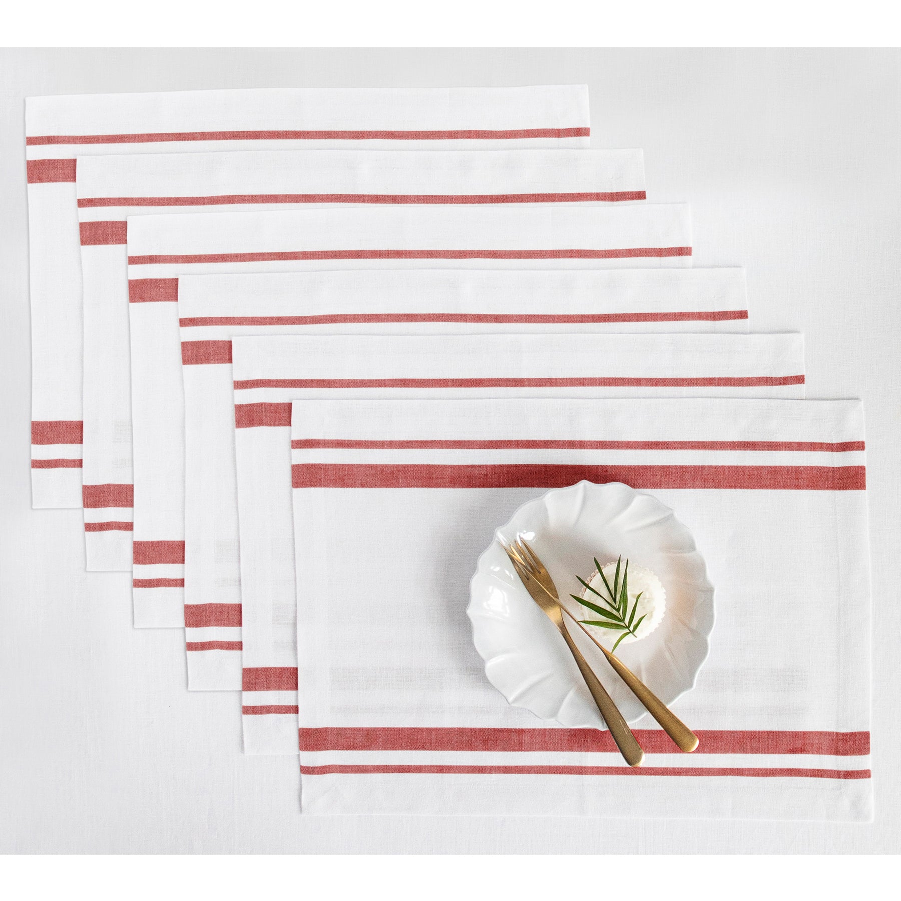 French Striped Placemats Set of 6 - Elegant Cotton Table Mats for Dining Room Decor - Perfect for Dinner Parties, Kitchen Tables & Home Decor