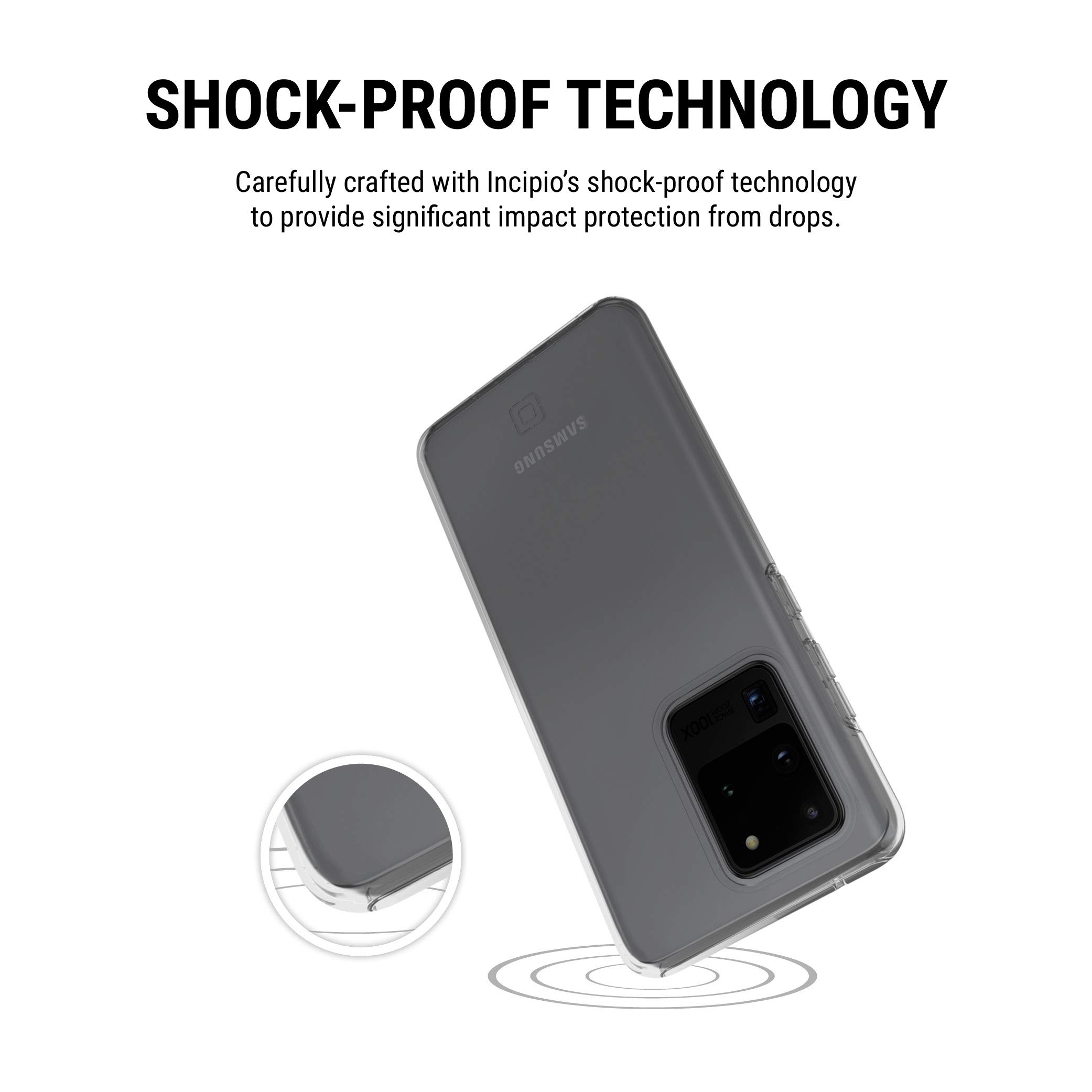Incipio DualPro Shock-Absorbing Case for Samsung Galaxy S20 Ultra 5G - Samsung Certified Transparent Protective Cover [Qi Wireless Charging Compatible] - Durable Phone Case for Work, Travel & Outdoor Activities - Model SA-1039-CLR