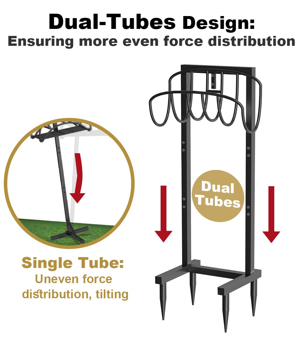 Heavy Duty Freestanding Metal Garden Hose Holder with 4 Ground Spikes - 150ft Hose Reel Stand Organizer for Lawn, Yard & Outdoor Watering - Durable Black Storage Rack (Perfect for Backyard, Garden, Patio & Garage Storage)