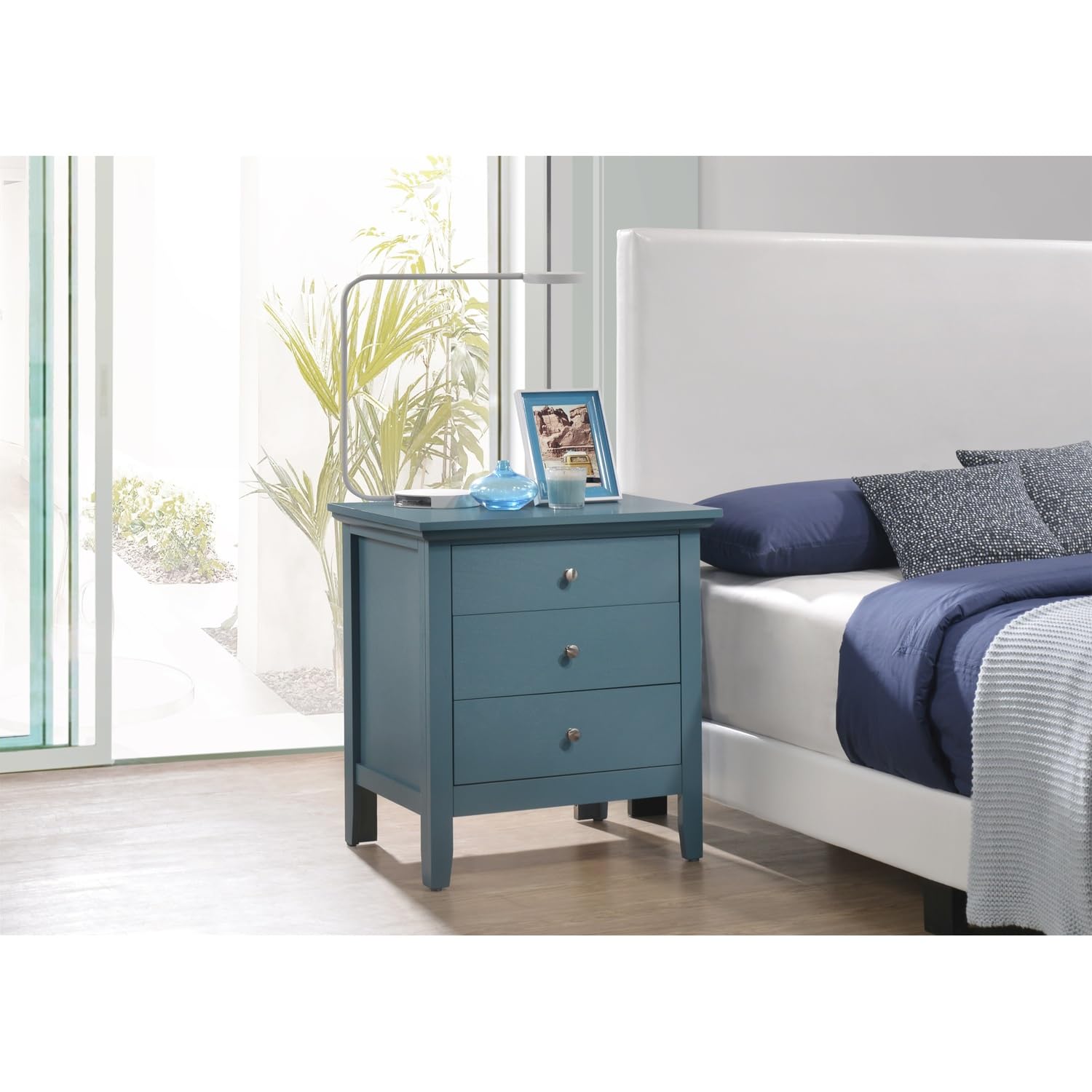 Hammond 3-Drawer Teal Nightstand with Storage - Modern Bedside Table for Bedroom, Living Room & Office - PF-G5480-N