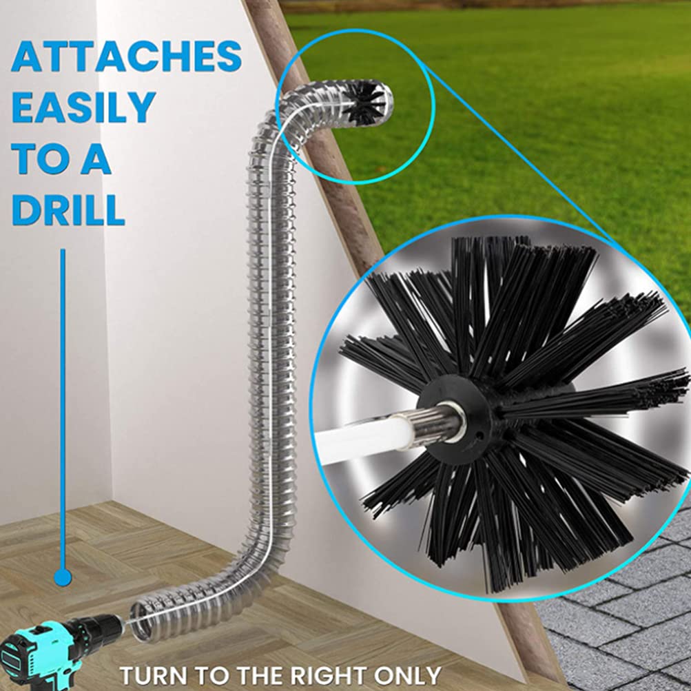 1 Set Chimney & Dryer Vent Cleaning Kit - Heavy Duty Duct Brush, Lint Remover & Sweeping Tools for Efficient Home Maintenance | Perfect for Fireplace, HVAC & Laundry Room Use