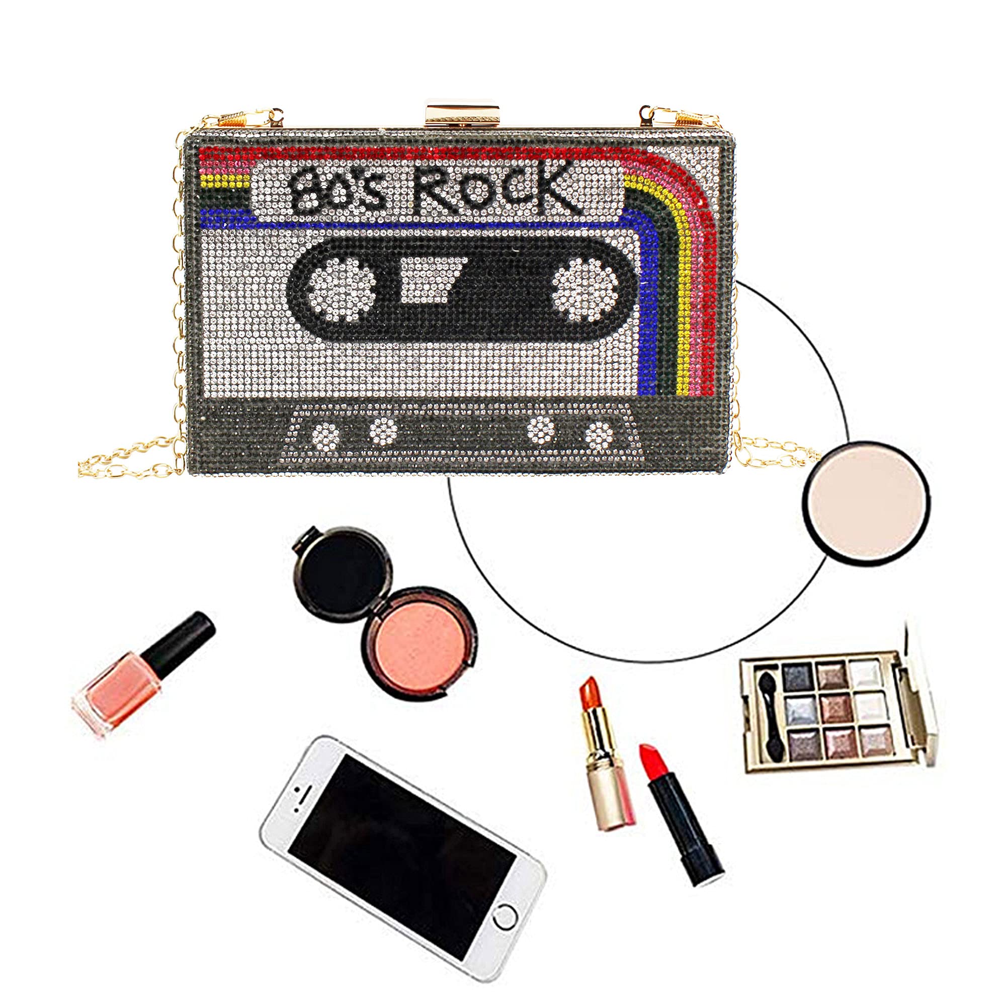 Vintage Retro Radio Shape Crossbody Bag for Women - PU Leather & Metal Evening Clutch Purse - Perfect for Parties, Concerts & 1950s Themed Events