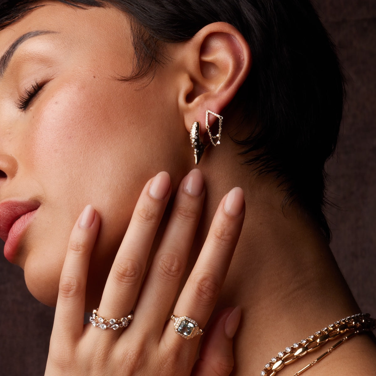 Diamond Studded Pointed Hoop Earrings for Women - Elegant & Trendy Jewelry for Parties, Weddings & Special Occasions