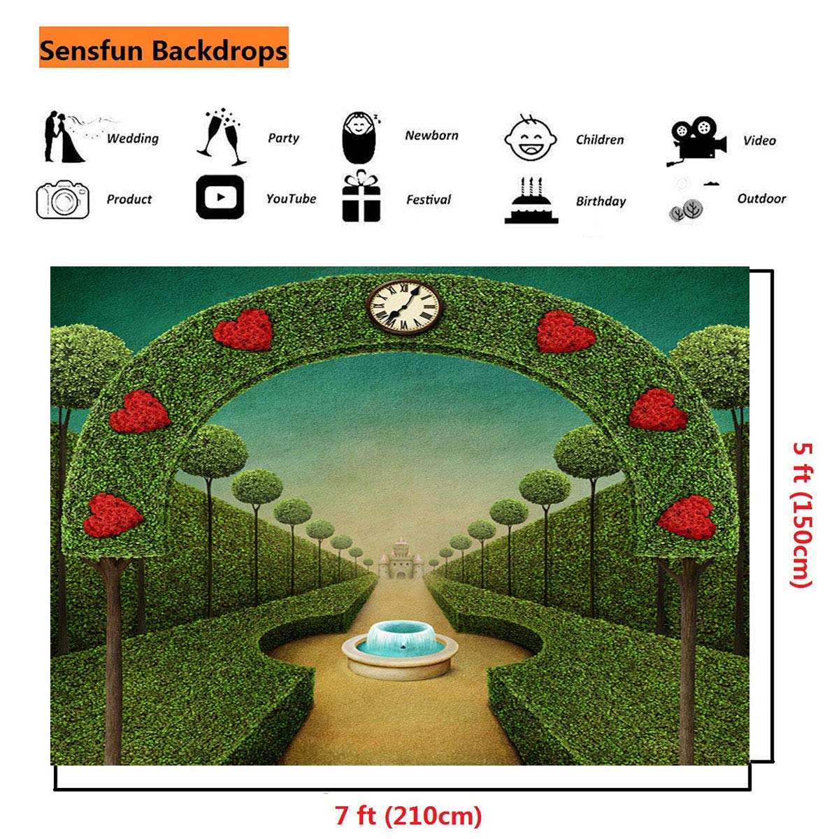 7x5ft Wonderland Door Photography Backdrop - Fairy Tale Castle with Grass Gate & Path - Baby Shower, Birthday Party, Cake Table Decoration - Photo Studio Props for Boys & Girls (WP115) - Perfect for Fantasy Themed Events, Children's Photography, and Magical Party Decor