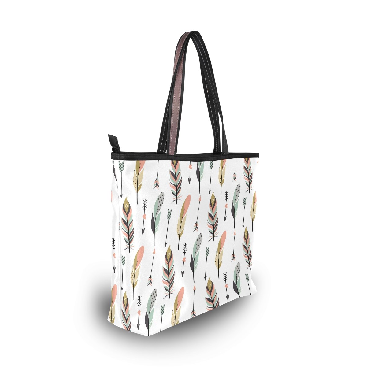 Large Beach Tote Bag for Women with Tribal Feather and Arrow Design - Top Handle & Shoulder Carry - Perfect for Pool, Travel, and Summer Outings