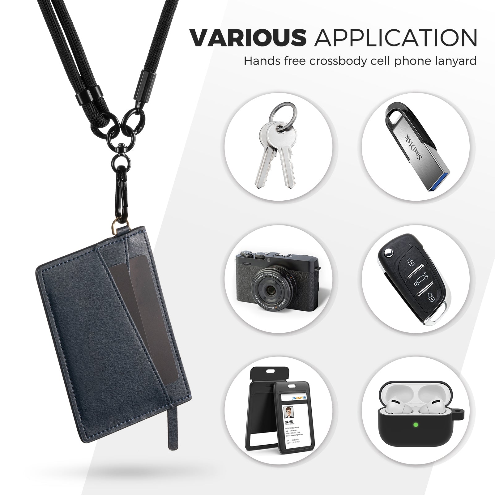Universal Phone Lanyard with Adhesive Patch - DAC101 Compatible with All Smartphones for Hands-Free Convenience at Work, Gym, and Travel