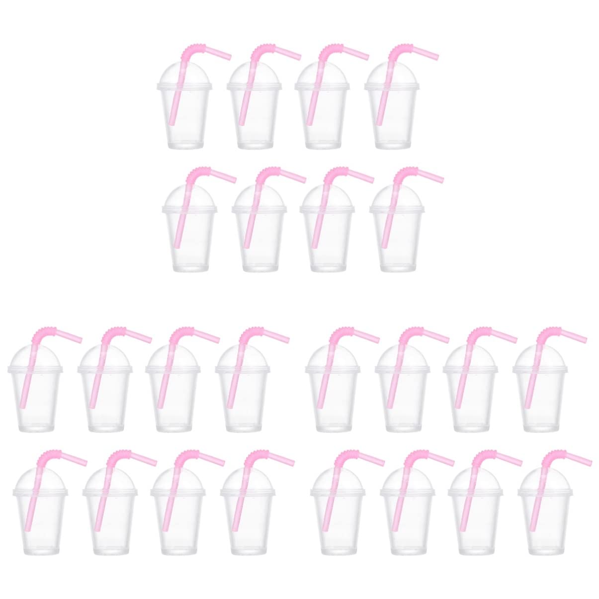 24 Pcs Mini Coffee Cup Keychain Accessories - Clear Plastic Miniature Cocktail Glasses for DIY Crafts, Party Favors & Gift Decorations