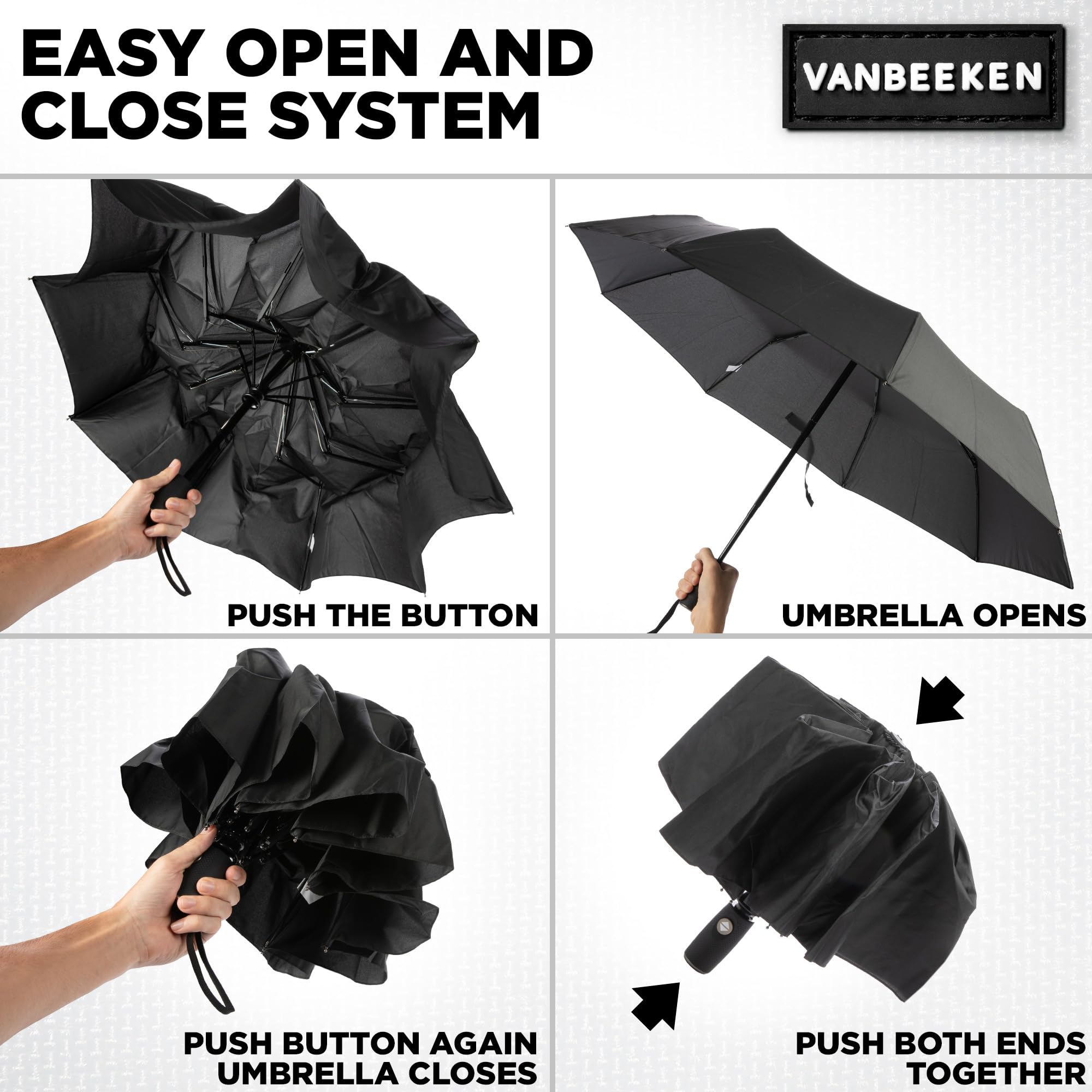 Van Beeken Compact Travel Umbrella - Windproof, Portable & Lightweight Rain Umbrella for Men & Women - Perfect for Commuting, Hiking & Outdoor Adventures
