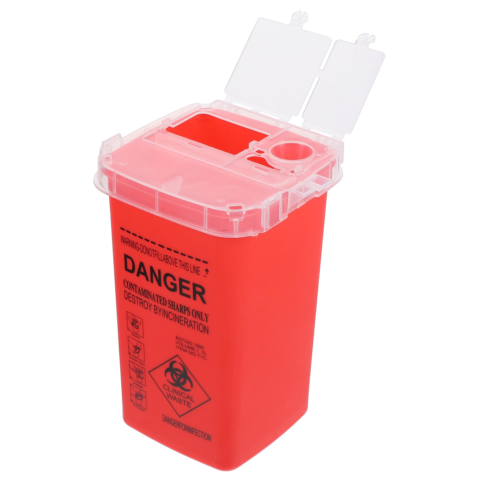 EXCEART Sharps Disposal Container - Biohazard Needle & Syringe Disposal Box - Small Portable Medical Waste Bin for Travel, Home, Clinic & Hospital Use (Red) - Safe Needle Disposal Solution for Diabetics, Tattoo Artists & Healthcare Professionals