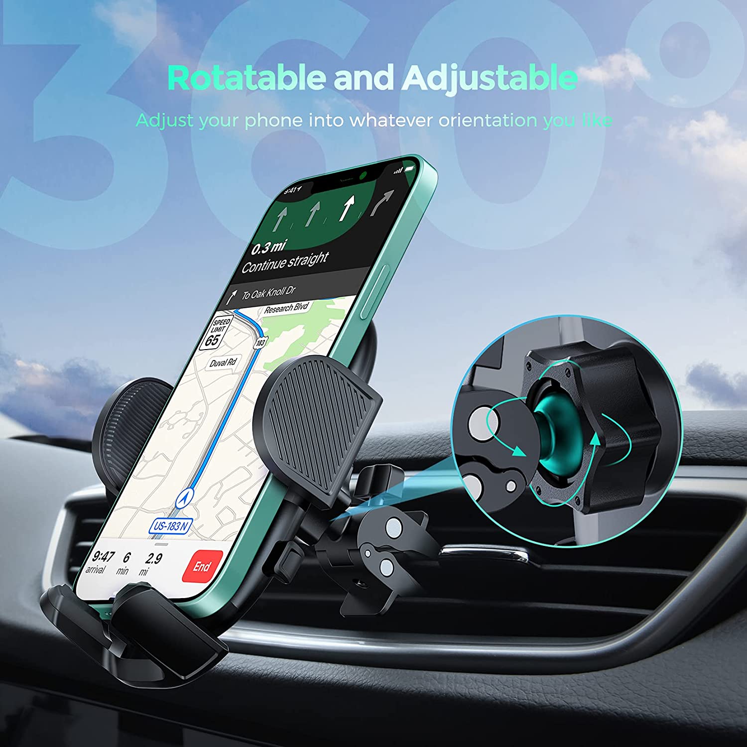 Mpow Car Phone Holder Mount - Universal Dashboard & Windshield Phone Mount for iPhone, Samsung, Google Pixel - Hands-Free Driving Accessories for Safe Navigation & GPS Use