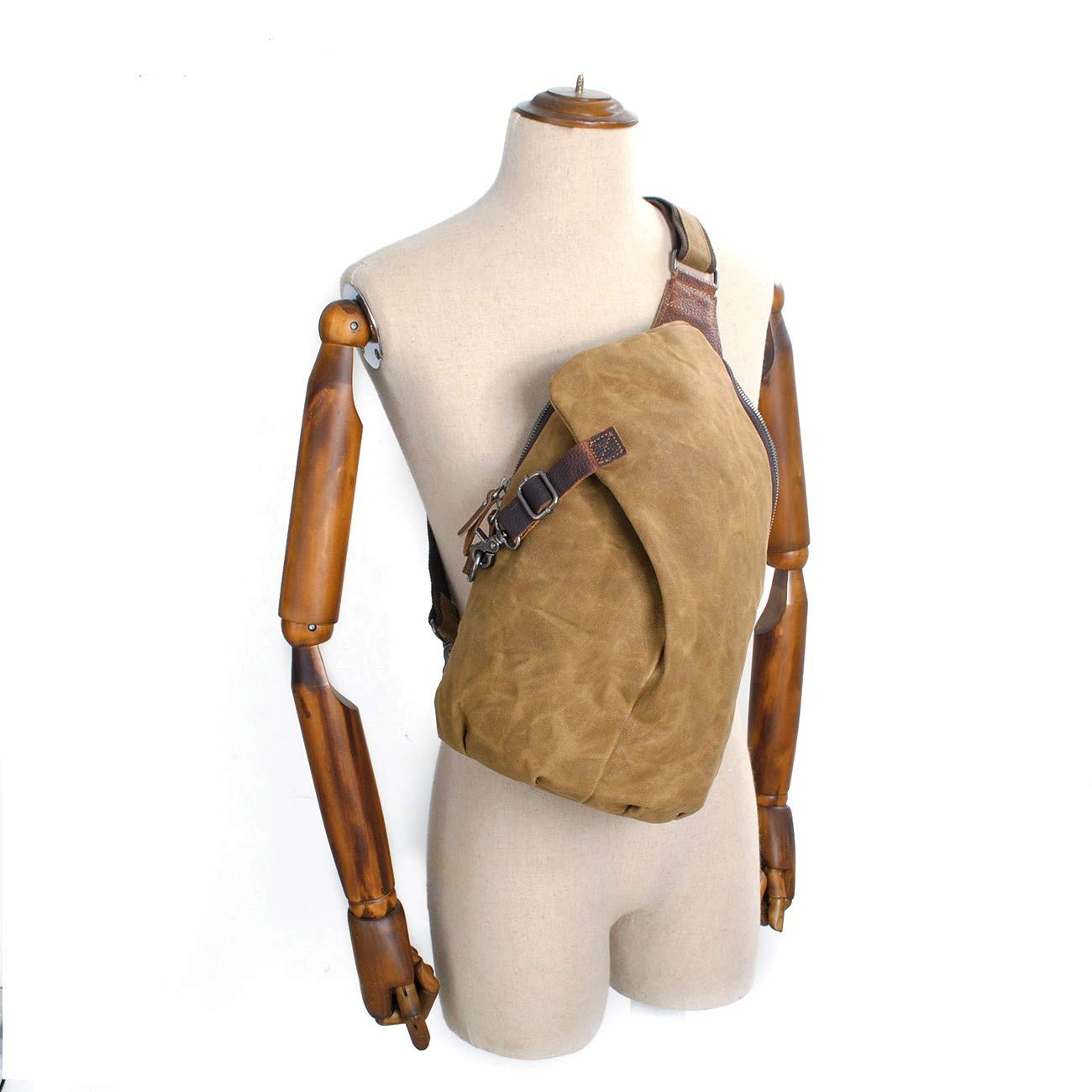 Men's Waxed Canvas Sling Backpack - Crossbody Casual Daypack for Travel, Hiking & Everyday Use