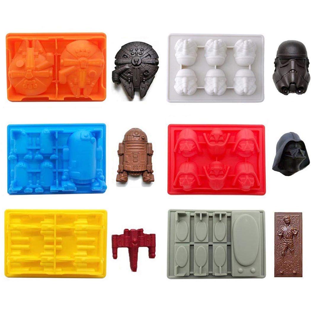 Star Wars Silicone Mold Set of 6 - Flexible Baking Molds for Cake, Chocolate, Candy, Soap & Jello - Perfect for Star Wars Themed Parties, Birthday Decorations & DIY Gifts (6pcs)