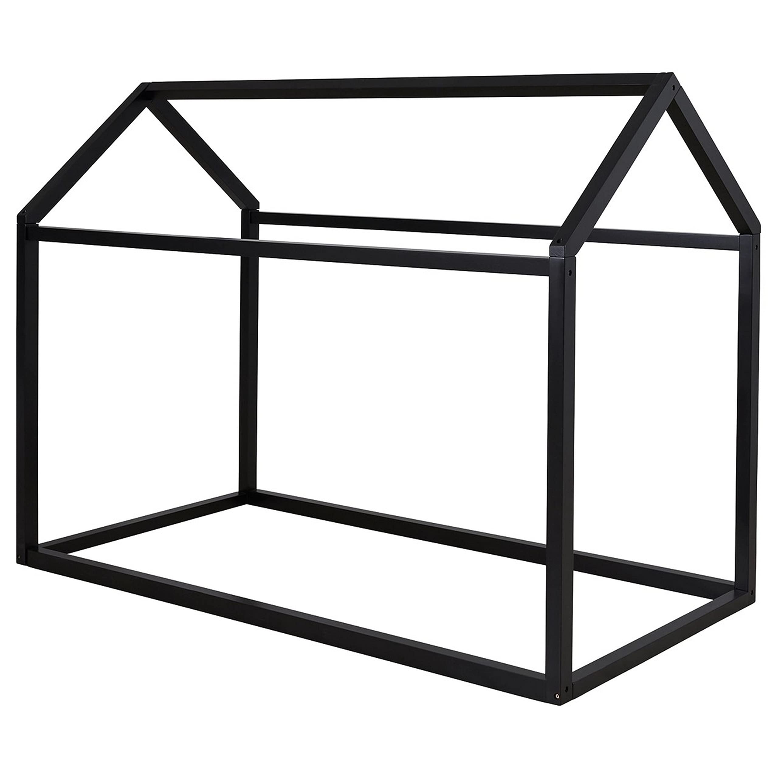 Benjara Twin Bed Frame with House-Shaped Design in Black - Perfect for Kids' Bedrooms, Playrooms & Cozy Sleep Spaces