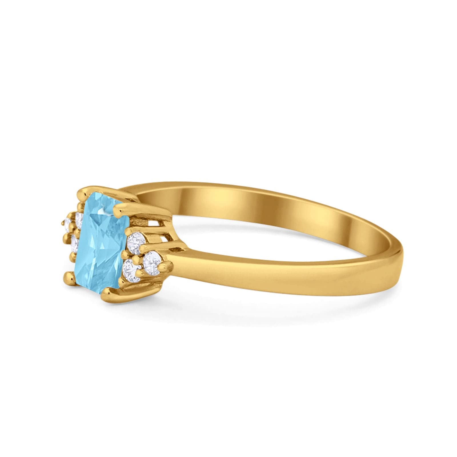 OMRANII Radiant Cut Marquise Style Statement Wedding Engagement Ring - 14K Yellow Gold Cubic Zirconia Solitaire for Women | Perfect for Proposals, Anniversaries & Special Occasions
