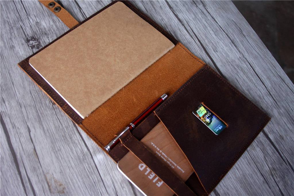 Handmade Custom Brown Leather Journal Cover - Personalized Notebook Holder for Men & Women - Perfect for Writing, Sketching & Travel Journaling
