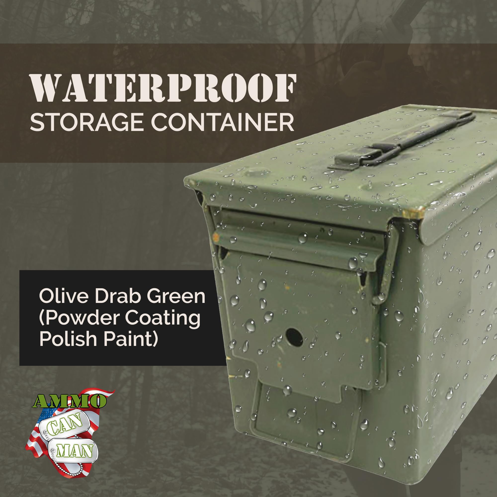 U.S. Military M2A1 50 Cal Ammo Can (10 Pack) - Waterproof Military Storage Containers for 5.56 Ammo & Tools - Grade 2 Surplus Army Ammo Box - Perfect for Gun Range, Hunting Gear Storage & Outdoor Equipment Organization