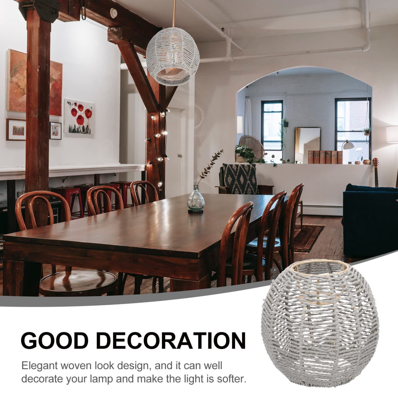 DOITOOL Wicker Lamp Shade - Handwoven Rattan Pendant Light Fixture Cover for Ceiling, Living Room, Bedroom & Restaurant Decor | Natural Boho Home Lighting (XH22-009) | Perfect for Cozy Ambiance, Farmhouse Style & Indoor Decoration