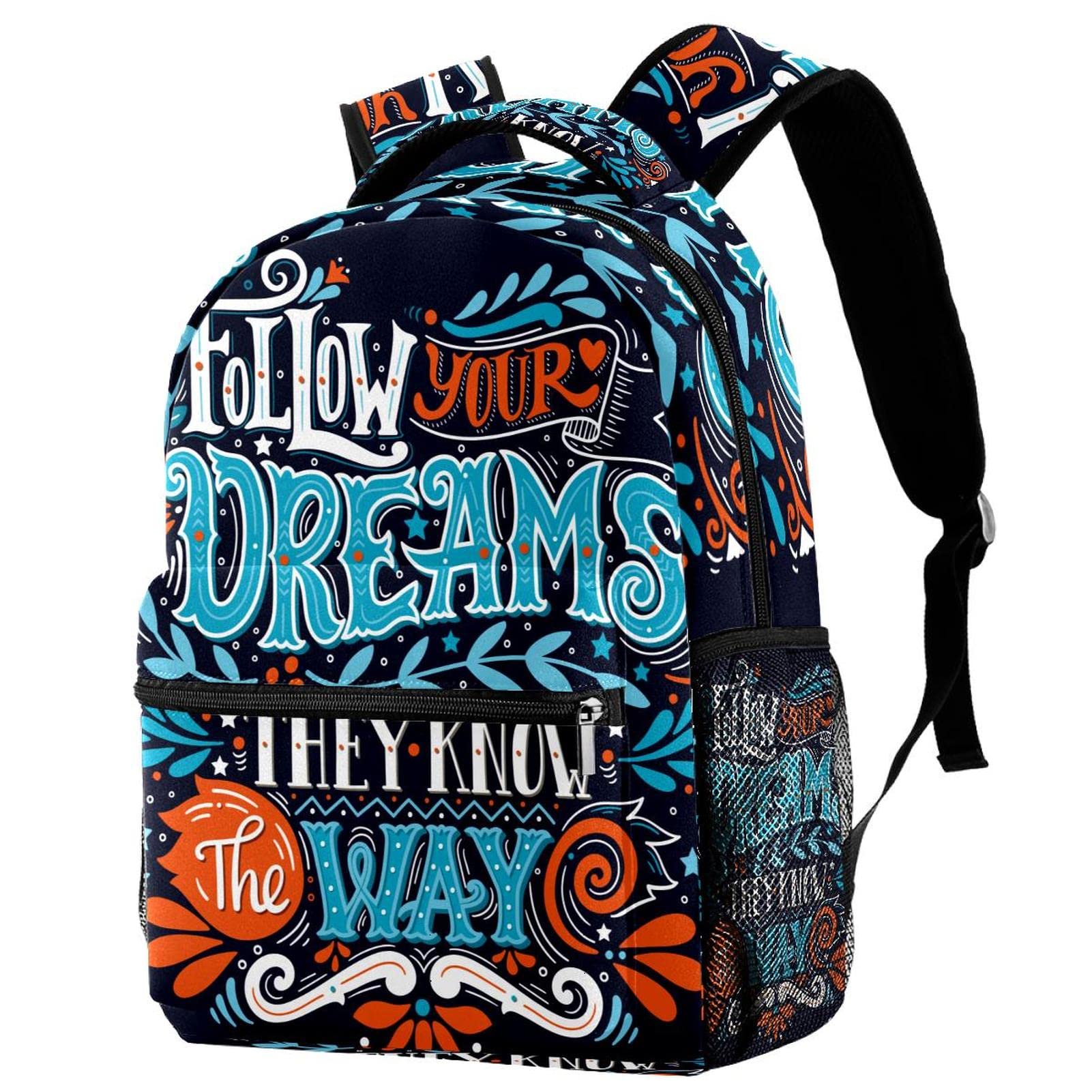 Follow Your Dreams Laptop Backpack - 15.6 Inch School & Travel Backpack for Women & Men, Water-Resistant College Bag with USB Charging Port - Perfect for Work, Commuting & Business Trips
